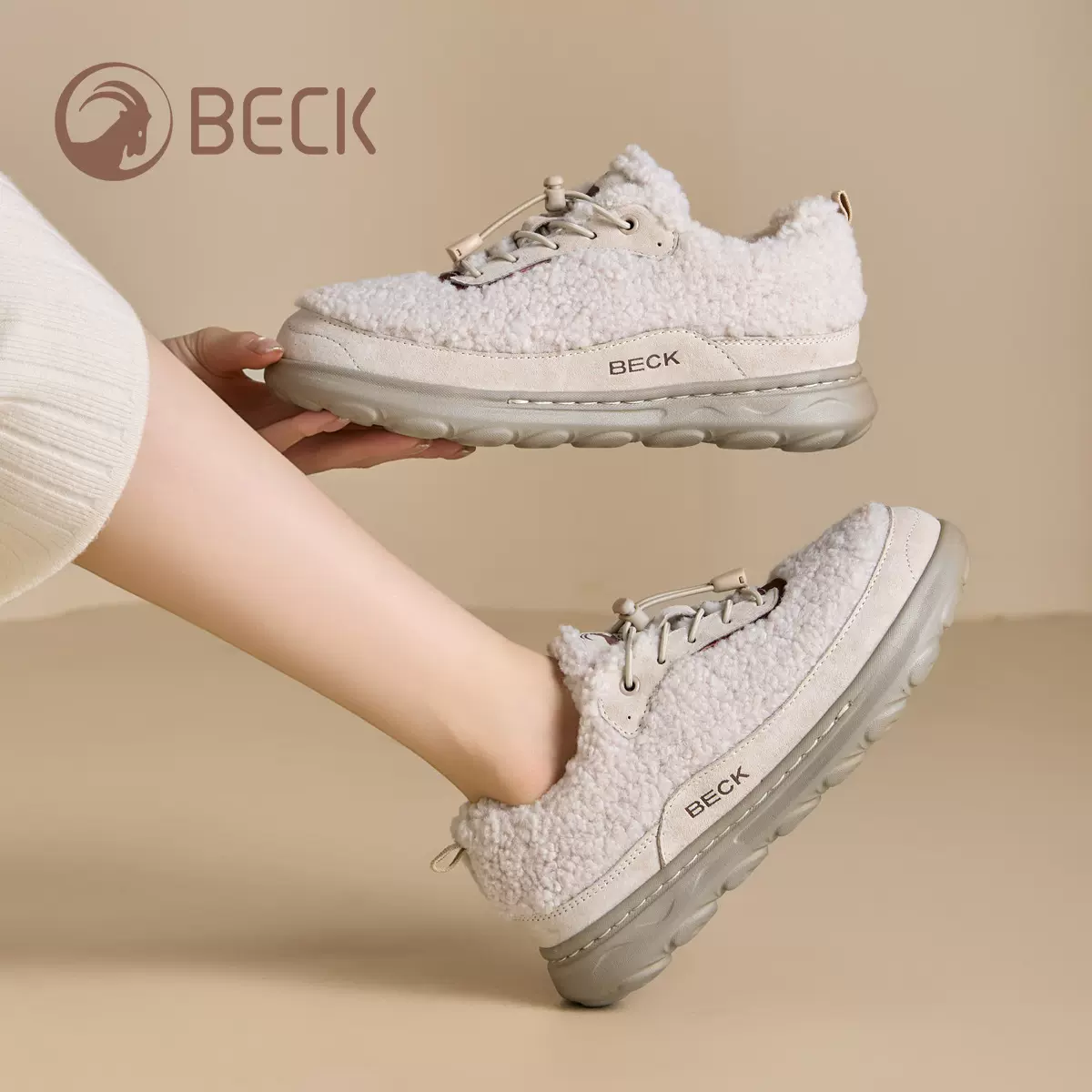 公羊女鞋2025秋季新款百搭女保暖加绒休闲鞋不累脚运动鞋单鞋女