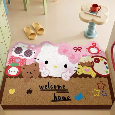 Doormat for Entryway, Dirt-Resistant, Avtomobil döşəmə paspasları - kitty-mobilization-4060cm-silk-circle