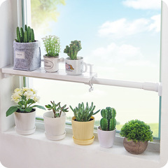 2F窗台伸縮置物架廚房衛生間夾縫伸縮杆分層隔板架陽台窗外收納架