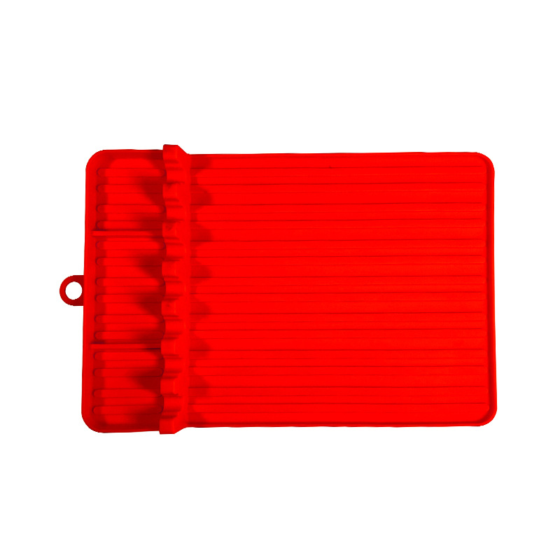 (빨간색) 오븐 도구 매트(걸이 구멍이 있는 직사각형 세로 줄무늬)