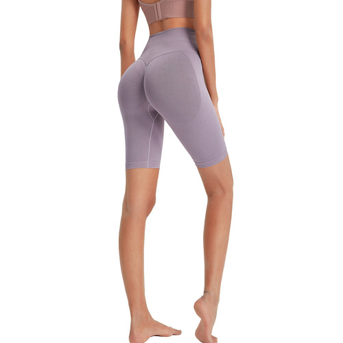 Cross-border seamless yoga pants high-waisted peach hip-lifting exercise shorts women tight quick-drying running fitness five-pocket pants