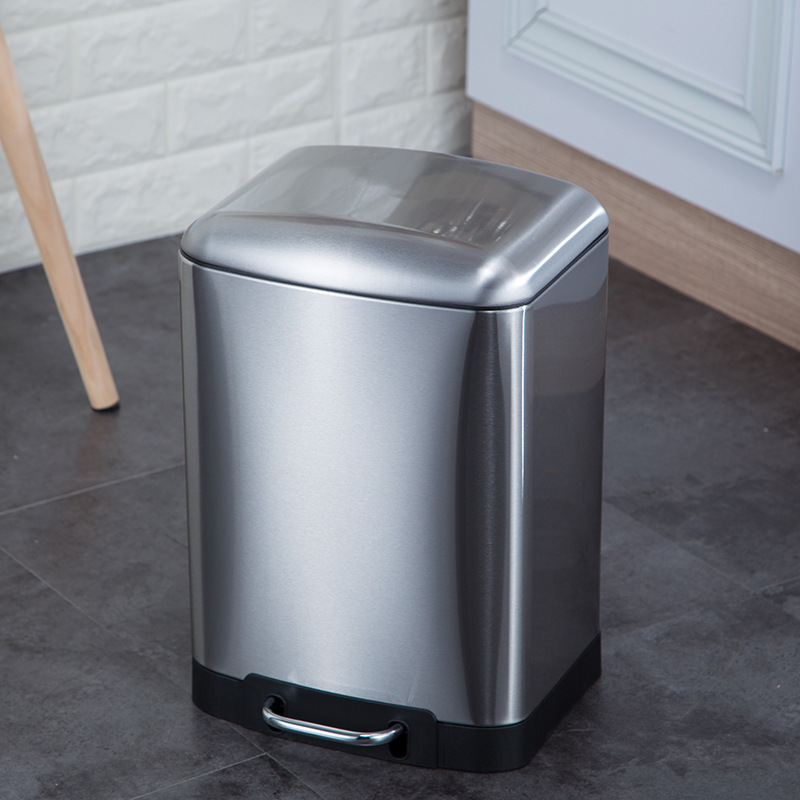 Large-Capacity Kitchen Trash Can Household Stainless Steel Living Room Foot-Operated Bathroom Toilet Foot-Operated Trash Can with Lid Manufacturer