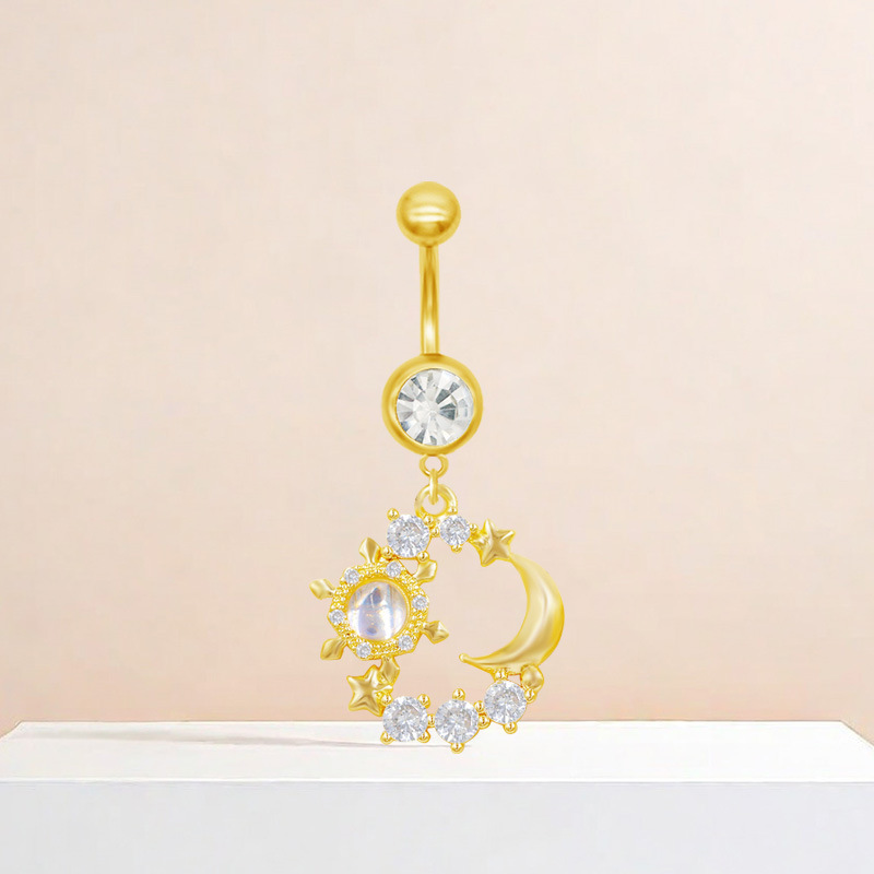Pendentif méduse tournesol, anneau de nombril en zircon, style européen et américain, transfrontalier_voghion.com