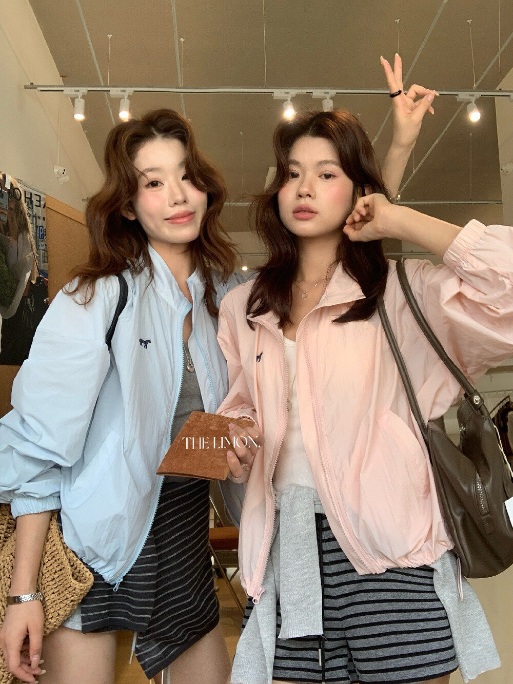 Áo khoác chống nắng nữ cổ đứng thêu họa tiết dáng ngắn tay ngắn — xanh lam, màu hồng, Xanh da trờicolor, màu trắng chi tiết 24