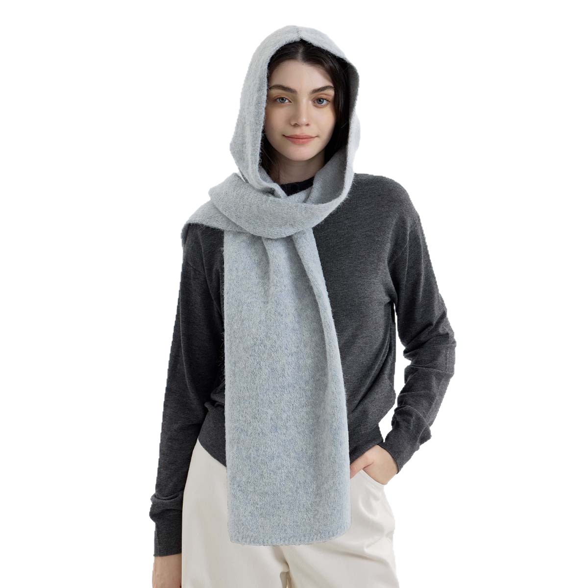 Comercio exterior transfronterizo bufandas encapuchadas de color sólido para proteger el cuello caliente bufandas de cuello parejas de otoño y invierno