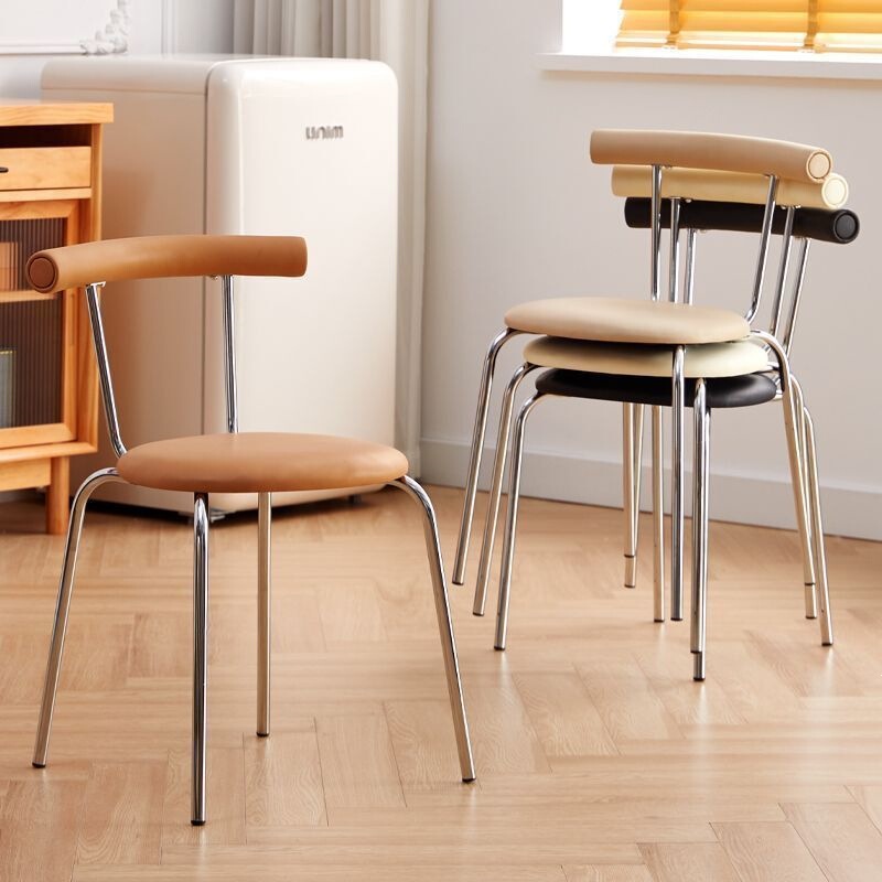 Second-Hand Dining Chair for Home Use, Cream-Colored Living Room Trendy Chair, Light Luxury Bedroom Chair with Backrest, Nordic Dining Table Chair, Modern Chair