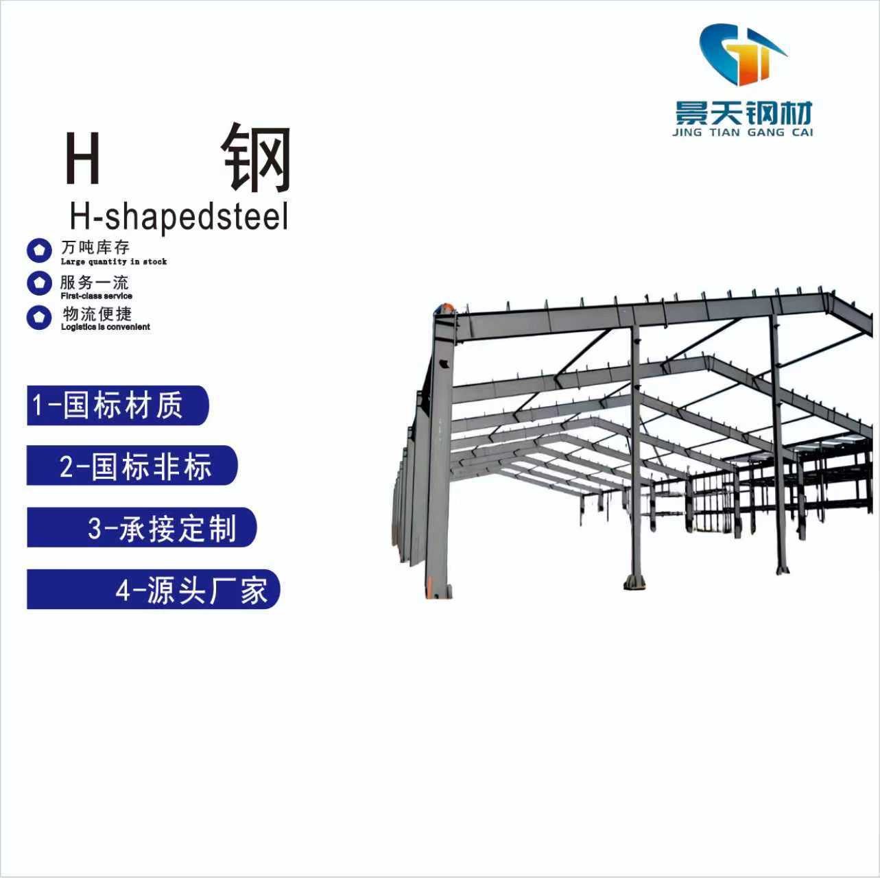 跨境批发钢结构车间厂房热轧h型钢承接加工抛丸喷漆高频焊热镀锌
