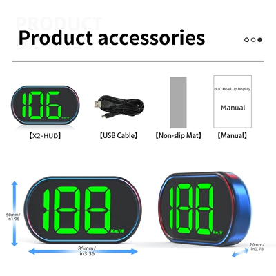 Car HUD Head-Up Display Automotive Beidou GPS Multifunctional Speedometer Speed Head-Up Display Universal (Vehicle HUD) - x2-green-light-kmh-compatible-with-all-car-models