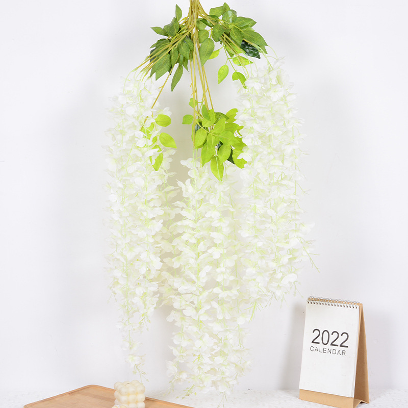 Wisteria Artificial Flor Rama en línea celebridad corredor boda colgante techo flor decorativa ratán Violeta planta de vid flor artificial