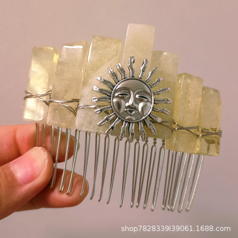 레몬 크리스탈 실버 라인 실버 머리 빗 실버 스마일