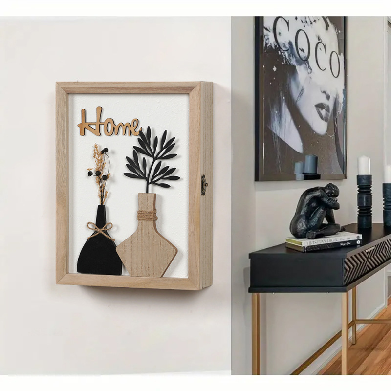 クリエイティブドライフラワー装飾キー収納ボックスホーム玄関リビング掛け収納ボックス壁掛け整理フック飾り|undefined