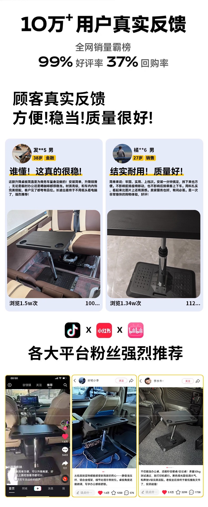 Business Car-Mounted Small Table, Pneumatic Lift Table, Middle-Row Dining Table, Outdoor Camping Folding Portable Car Table, Mobile