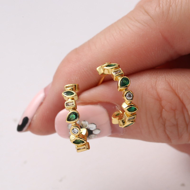All Seasons Season 1 Pair Modern Style Classic Style Geometric 304 Stainless Steel Zircon Ear Studs
