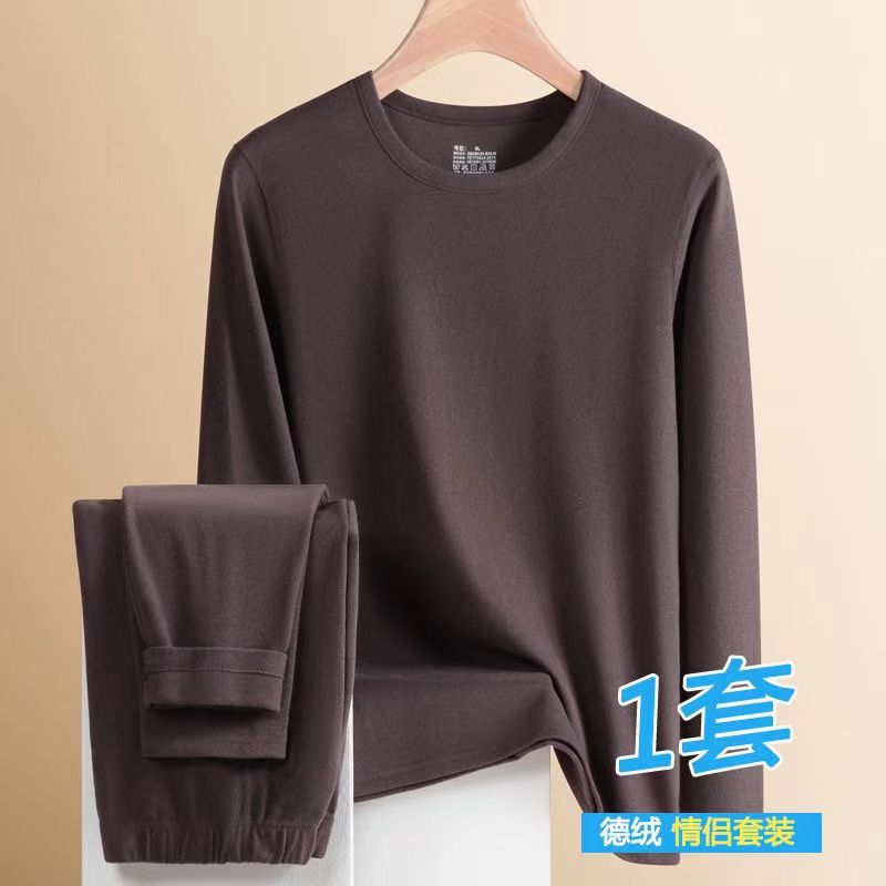 2024 new double-sided velvet autumn and winter men's and women's thermal underwear suit elastic cold-proof autumn pants lovers