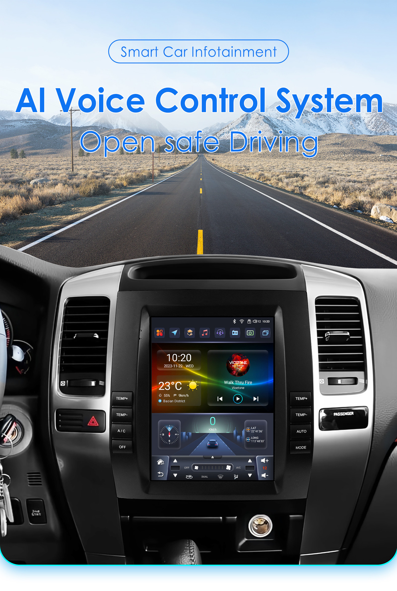 Suitable for 02-09 Toyota Prado/ Lexus Gx470 Vertical Screen Android Smart Car Navigation Gps