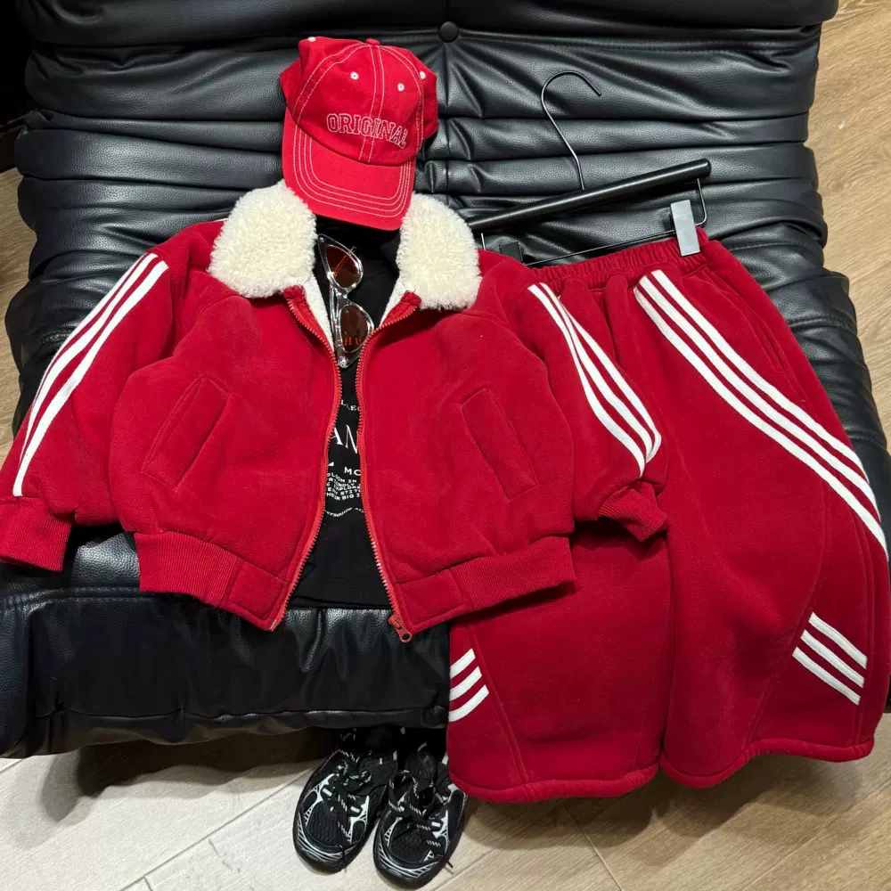 半川 新年套装款冬季新款儿童宽松中大童时尚韩版潮流休闲套装