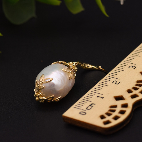 Baroque pearl earrings, high-end niche earrings, retro earrings for women, 925 silver needles, 18k real gold plating