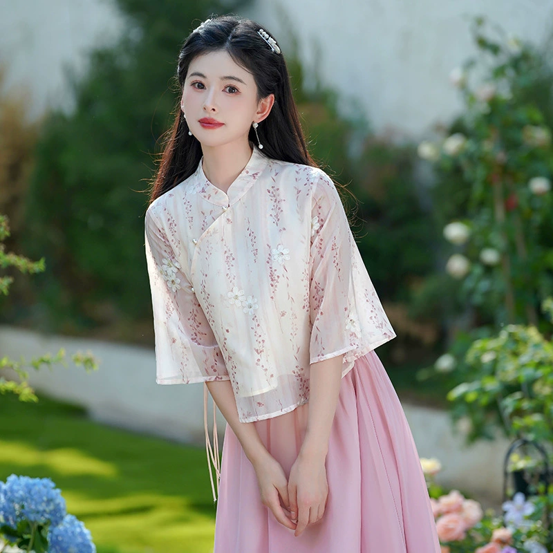 2025 новый стиль литературно-художественного стиля Республики Китай, костюм Тан для девочек, комплект из двух предметов, новый китайский стиль, ретро-вышивка, улучшенный костюм Cheongsam