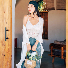 2022夏日无袖上衣吊带背心新款修身针织打底衫批发蕾丝抹胸