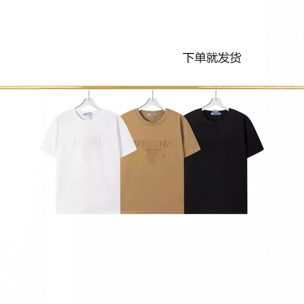 夏季新款欧美PRA满印DA魔术贴普拉短袖上衣男女达半袖短袖上衣