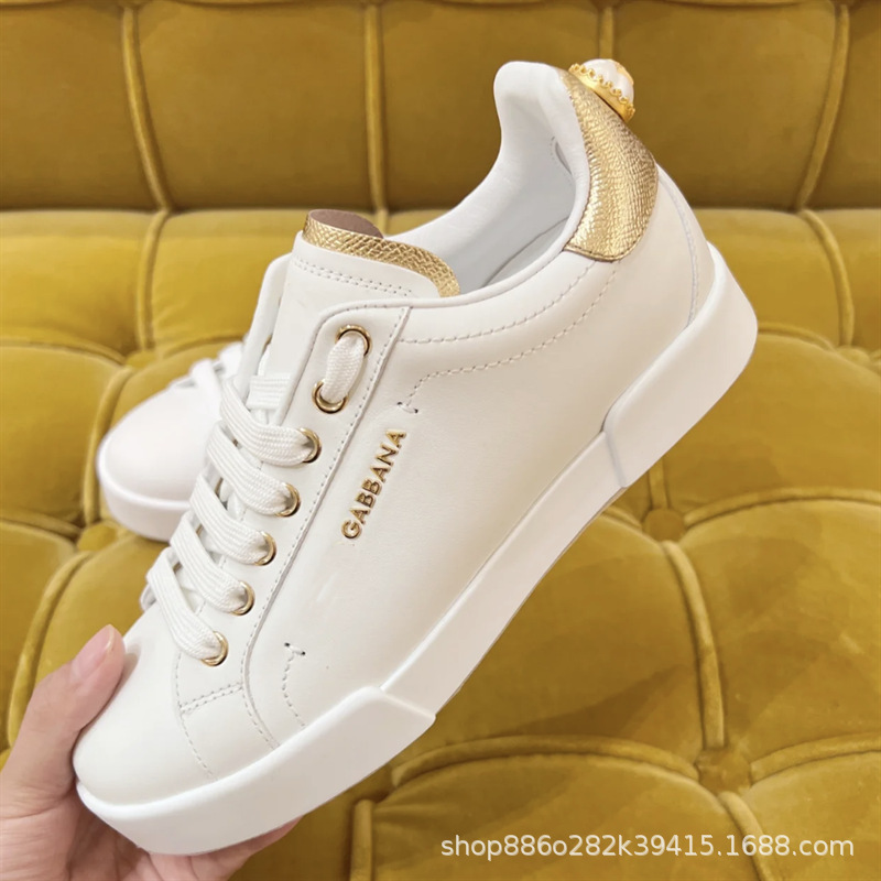 De gama alta de lujo D de cuero genuino de los hombres de moda DG deportes zapatillas de deporte casuales zapatos bajos de los hombres de comercio exterior zapatos de cuero de las mujeres de moda