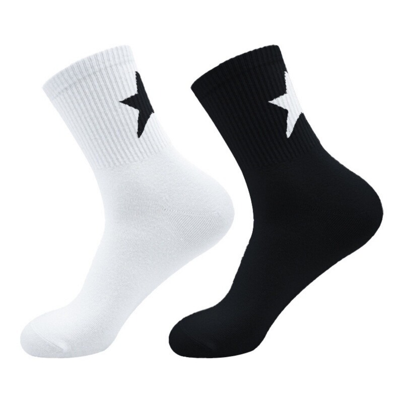 Hot Cross-border Explosive Five-pointed Star Men's High-barrel Crew Work Socks Moisture-wicking Sports Socks