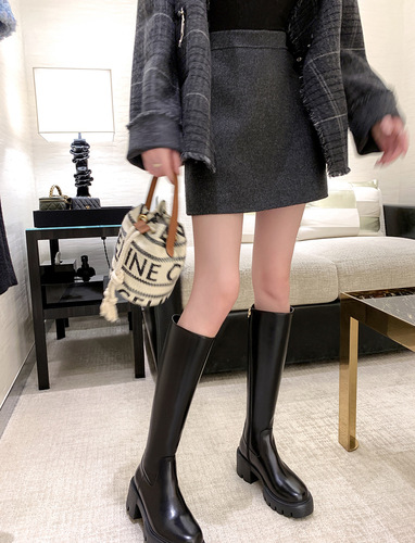 [sheii Su Yinyin] Roaming in Dublin~sw thick-soled side zipper mid-high boots female knight boots long boots