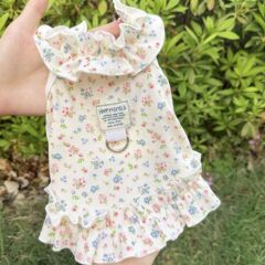 春夏犬猫薄手抜け毛防止服通気性牽引花柄サスペンダービションフリーゼポメラニアンコーギーテディ