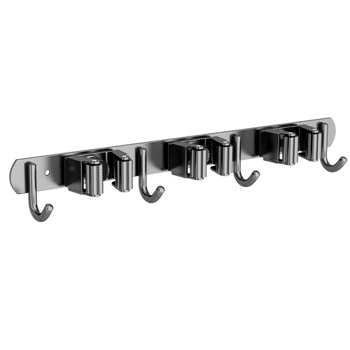 Stainless steel mop clip no punching bathroom mop hook broom hanger strong adhesive wall hanging mop clip