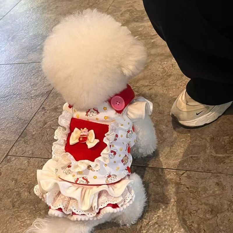 春夏犬薄い小さなミルクティーカップ猫プリンセスドレス犬テディビションテディ夏服子犬服|undefined