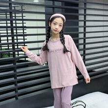 秋季新款净色莱卡棉中大童内衣套装青少年精梳棉秋衣秋裤厂家批发