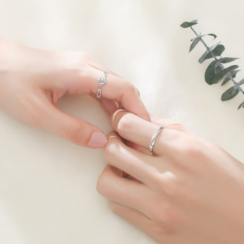 Couple ring s925 sterling silver pair of men's and women's rings niche design light luxury proposal wedding ring open silver ring