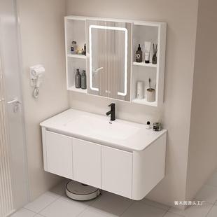 Internet celebrity Katif cream style space aluminum rounded corner bathroom cabinet ceramic integrated washbasin cabinet combination washbasin wash