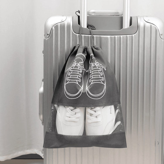 Shoes Storage Bag Large Thickened Non-woven Dustproof Shoe Bag Travel Portable Finishing Shoe Bag Drawstring Pocket