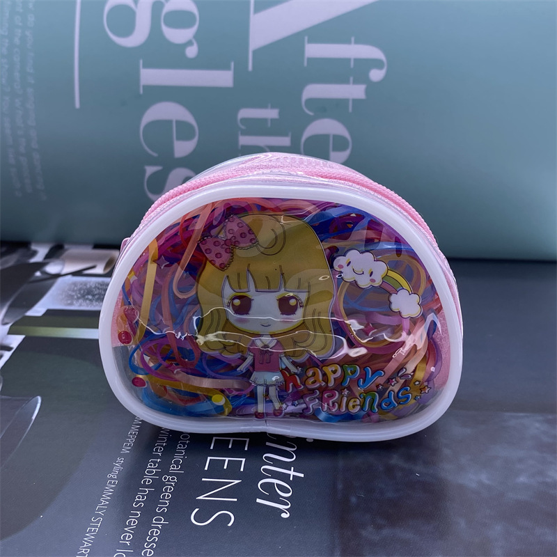 Bolsa de estilo coreano embalaje banda de goma desechable color Banda de goma para niños fuerte tirón constantemente banda de pelo negro cuerda de pelo al por mayor