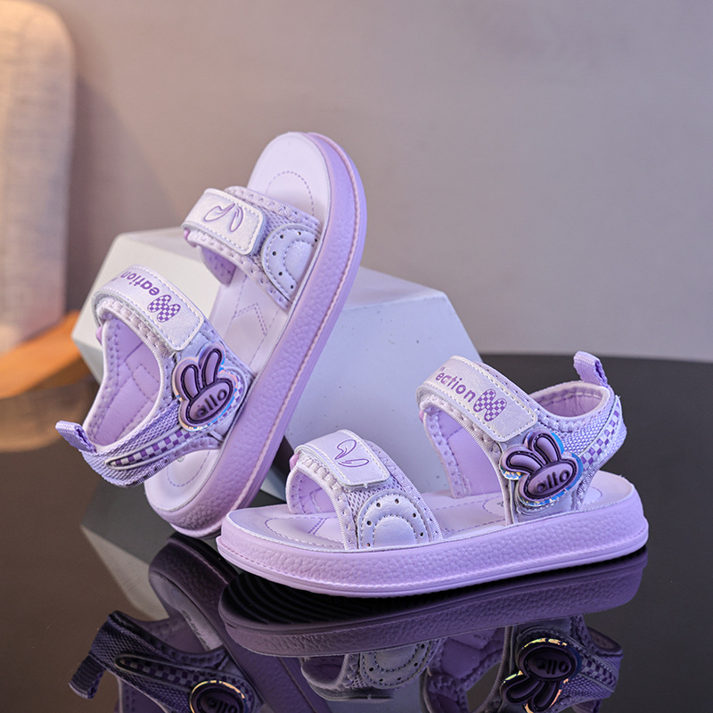 Sandálias para niñas 2026 verano nuevo estilo de moda infantil zapatos casuales variados niños grandes huecos zapatos de princesa de dedo abierto