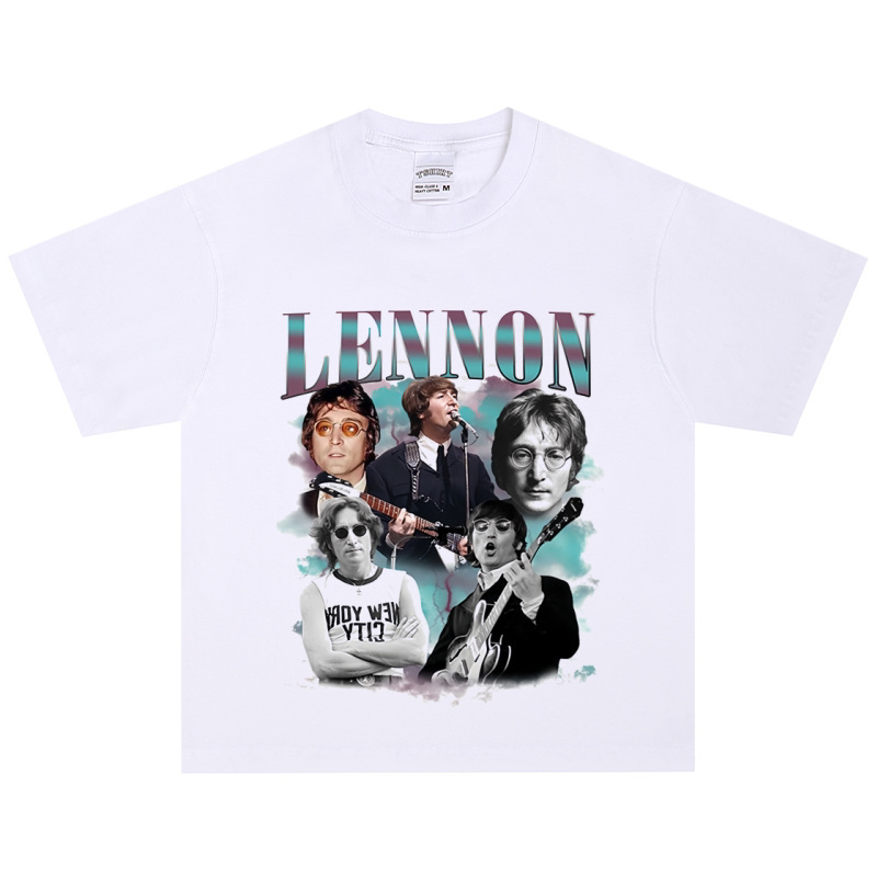 John Lennon T-shirt rock heavy-duty American retro street style short-sleeve trendy vintage long-sleeve John Lennon T-shirt rock heavy-duty American retro street style short-sleeve trendy vintage long-sleeve