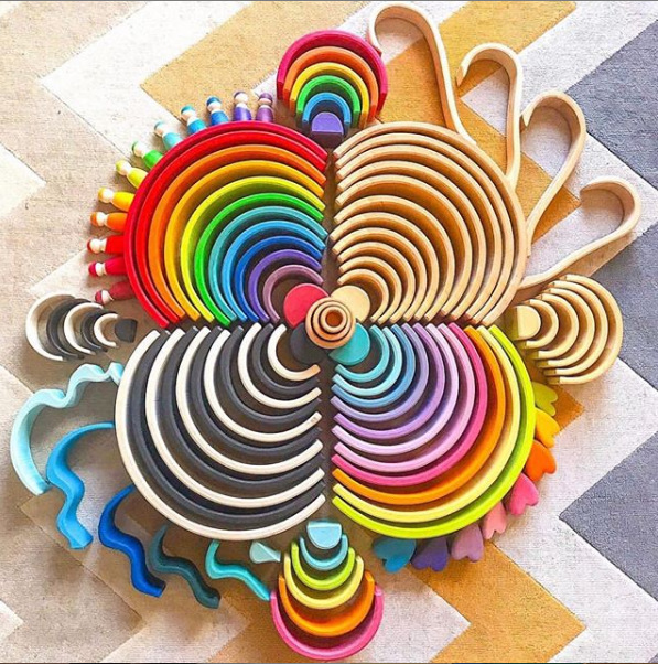 Bloques de construcción de arco iris para niños de madera juguetes bebé color cognición educación infantil altura apilamiento 3-10 años Juguetes