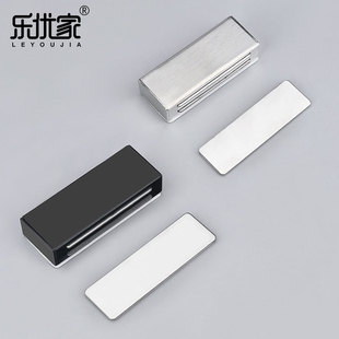Stainless steel non-perforated cabinet suction wardrobe cabinet door suction device strong magnetic touch fixing buckle magnet self-adhesive