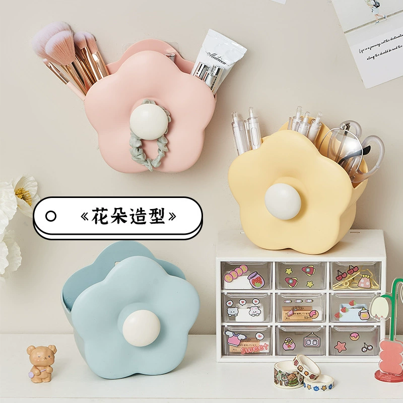 Симпатичная стойка для хранения цветов Без перфорации Кабинет Спальня Настенный мультяшный Туалет Ванная комната Ведро для хранения Настенная стойка для хранения