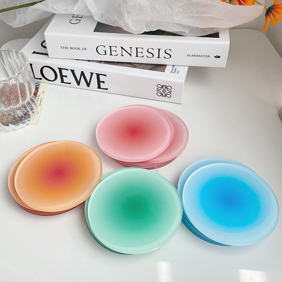 渐变色亚克力板马克龙色长虹条纹石头纹板有机玻璃UV杯垫ins风