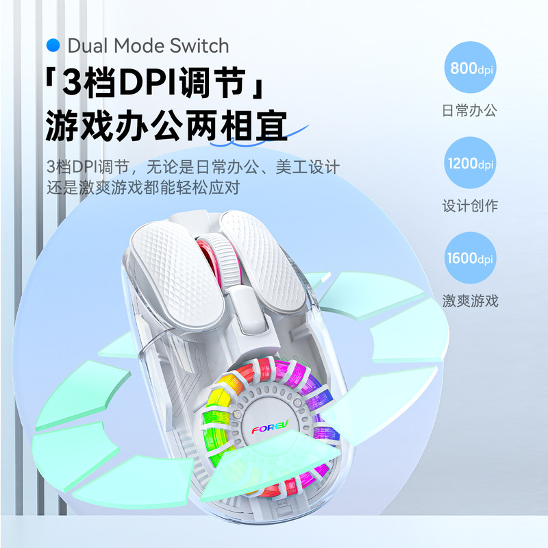 透明ゲーミング Bluetooth マウス バッテリー RGB デュアルモード ワイヤレス マウス|undefined