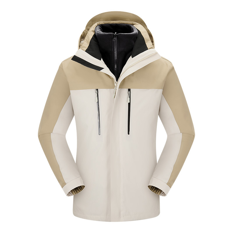 3 - en - 1 traje de asalto desmontable a prueba de viento dos piezas juego de ropa de trabajo de terciopelo casual capa de impresión LOGO para hombres