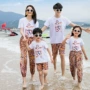 四口海边短袖防蚊母子装