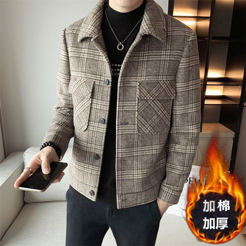 Korean style versatile plaid men's new c...