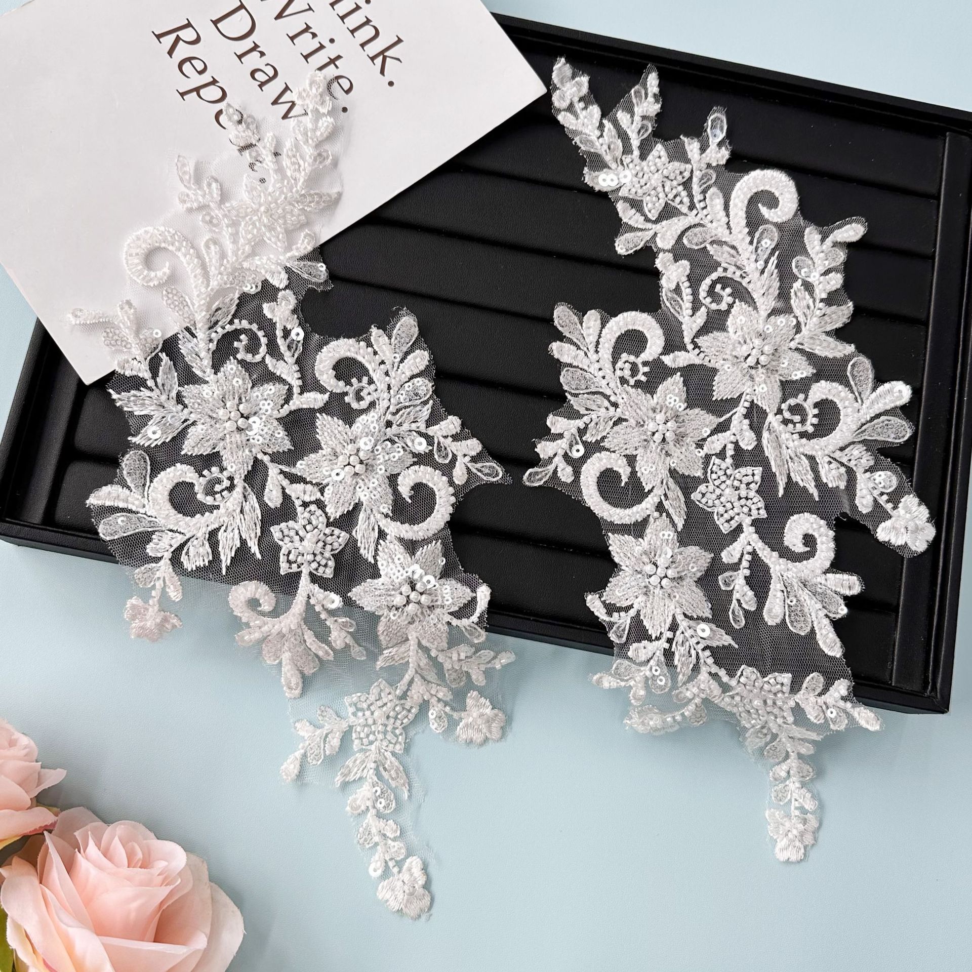Collar de encaje hueco blanco bordado tridimensional encaje de novia vestido de novia accesorios en stock al por mayor image 3