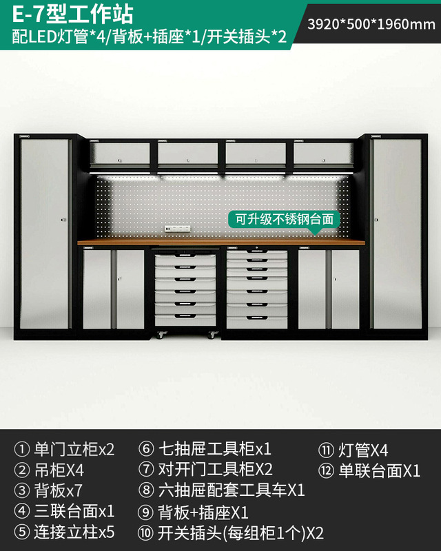 緑林ワークステーション多機能作業台修理鉄皮キャビネット自動車修理工具車ステンレス重型工具キャビネット|undefined