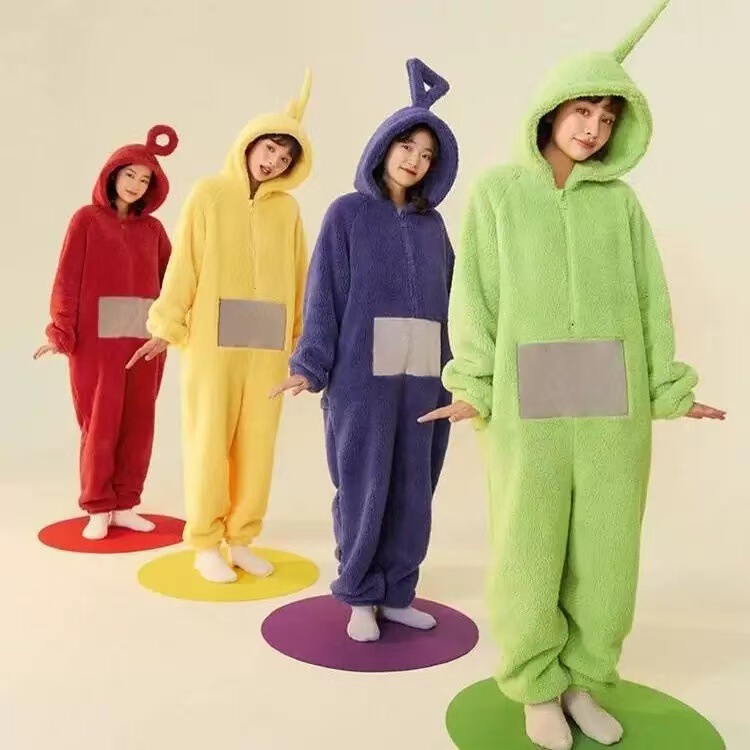 New Cartoon Teletubbies One-Piece Pajamas Couple's Home Wear Coral Fleece Thickened