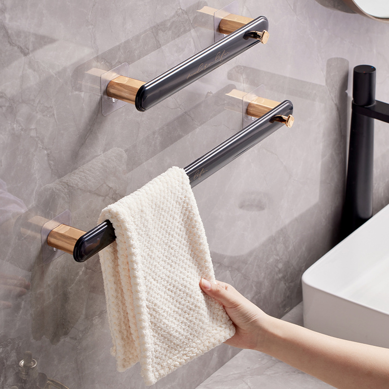Thickened Towel Rack Bathroom Punch-free Black Space Aluminum Bath Towel Rack Bathroom Towel Bar Bathroom Set