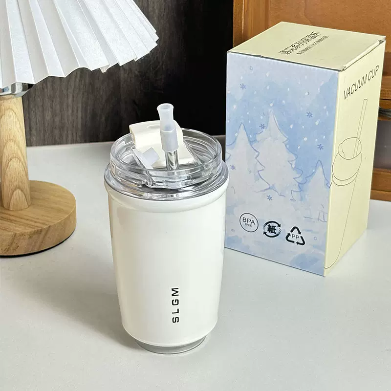 高颜值保温杯316不锈钢ins简约网红吸管杯小众可爱办公室随手咖啡
